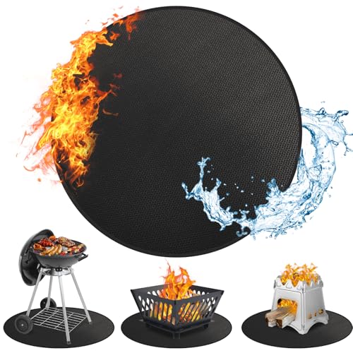 Gugxiom 48' Fire Pit Mat for Bonfire, Round Under Grill Mat for Outdoor Grill, Fireproof Mat, Double-Sided Fireproof Under Grill Mat for Smokers, Kamado, Deck, Grass, Floor