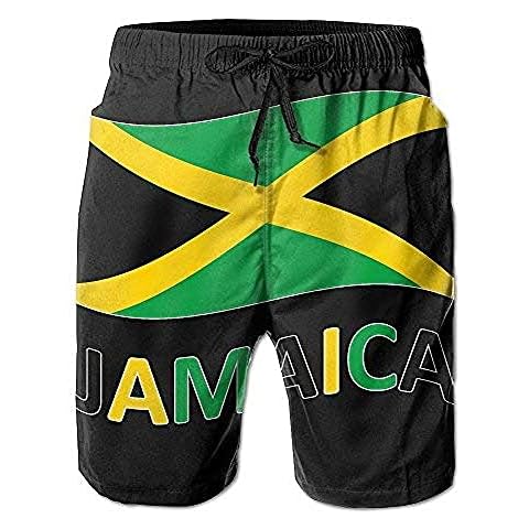CUTEDWARF Men's Board Shorts Jamaican Flag Swim Trunks Summer Beach Shorts White, X-Large Cover