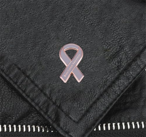 Image of Brain Cancer Awareness Enamel Pin Brain Cancer Ribbon Brooch Lapel Pin Gray Ribbon Pin for Cancer Survivors
