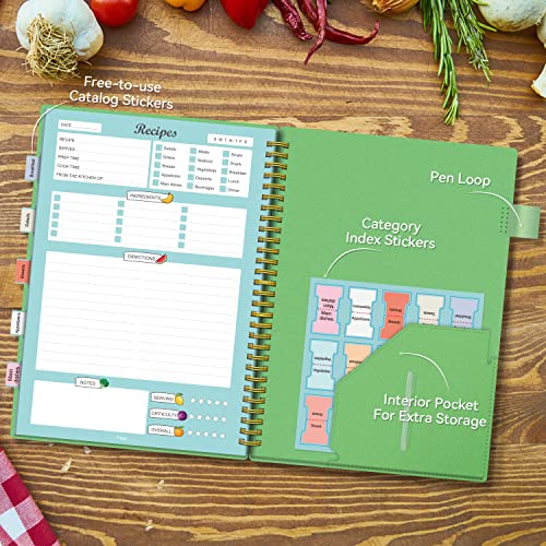 Recipe Book to Write in Your Own Recipes, Blank Recipe Notebook with 15 Tabs for Family Cooking Lover, 120 Pages Recipe Organizer, 7 x 10", Green - Thumbnail 6