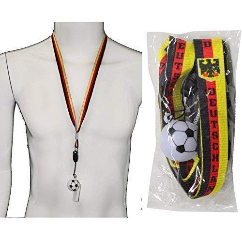 Noor Whistle with Collar Whistle Germany, Merchandise, World Cup 2018, Flag, Football Pack of 4 (4 x 1 Whistle)