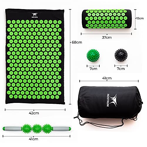 51T3g31cubL NOSTRUM Acupressure Mat & Pillow Set with Massage Stick and 2 Massage Balls for Pain Relief and Therapy Relaxation… - Image 4