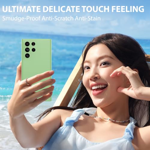 Image of LIRAMARK Liquid Silicone Soft Back Cover Case for Samsung Galaxy S22 Ultra (Mint Green)