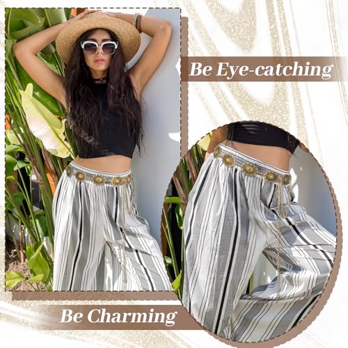 Tucnoeu Women Boho Chain Belts, Metal Waist Chain Link Belt for Woman, Western Oval Concho Chain Belt for Women Dresses Jeans Western Cowgirl - Thumbnail 5