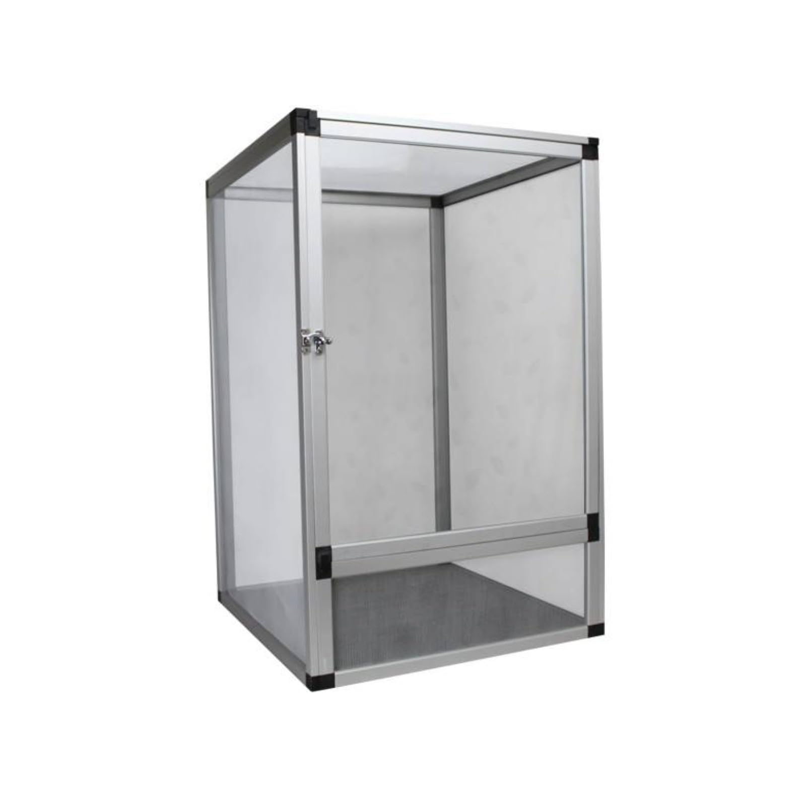 Terrario de Reptiles en Aluminio Jaula Acuario Vivario Construcción Ligera con Ventilación Continua en Todos los Lados y, Array, Plateado, Puerta De Acrílico Plateada 60 60 120cm