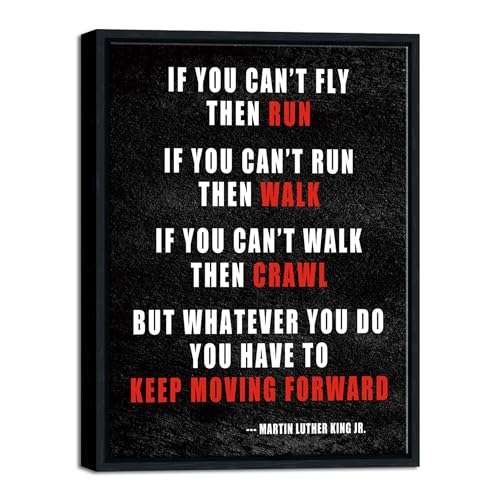 Pyradecor Black Framed Canvas Wall Art Keep Moving Forward Motivational