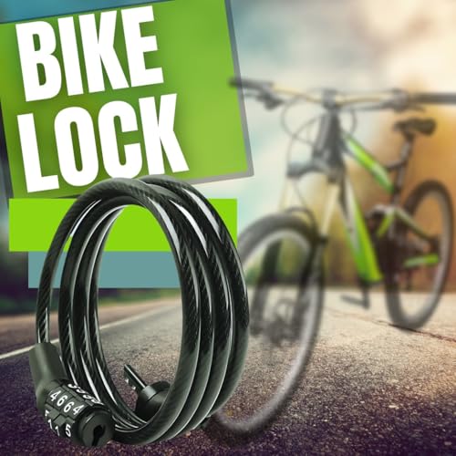 Image of DETACHI Bicycle Lock with 4 Digit Combination Anti Theft Steel Cable Lock for Cycle, Bike & Scooter Heavy Duty Security Lock
