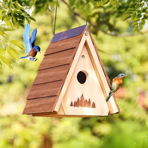 Bamboo and Cedar Wooden Bird House Set Cover