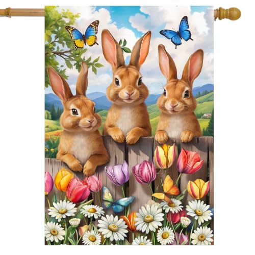 Briarwood Lane Spring House Flag 40x28 For Outdoor Bunny Greeting For Spring House Flag