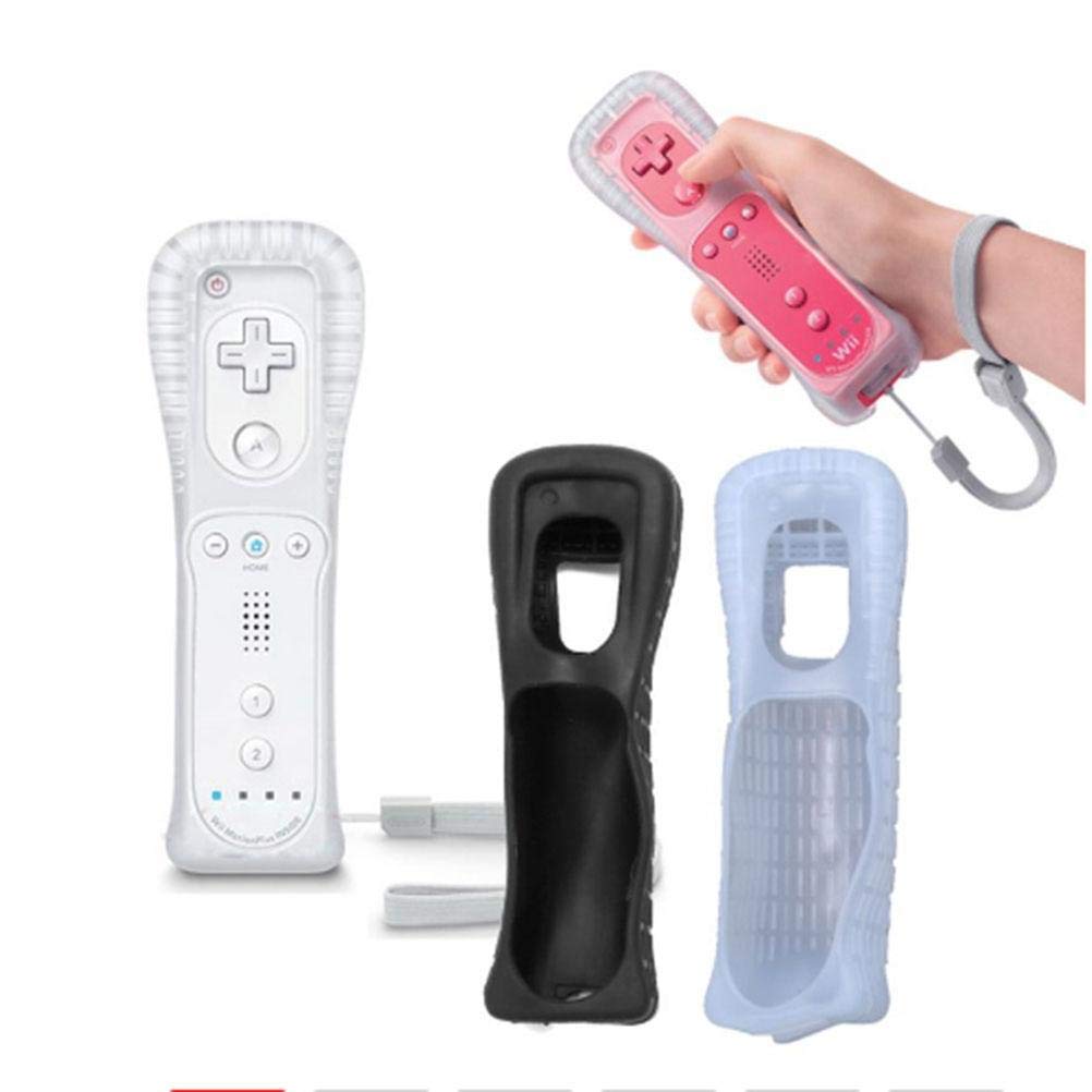 Manette de Poignet Adapt étui de Protection en Silicone et Dragonne Compatible pour Télécommande Wii (Noir)
