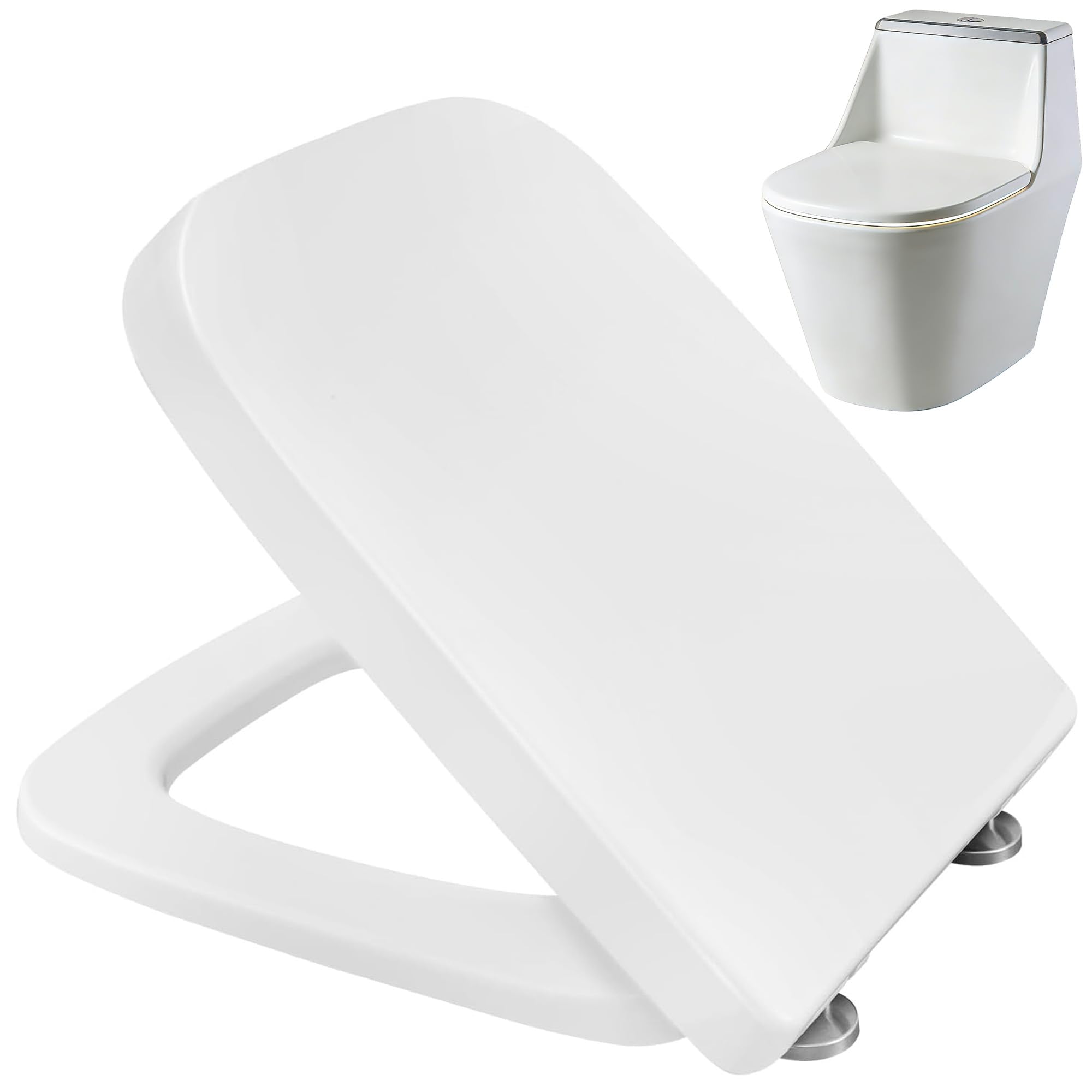 Abattant WC carré blanc universel haut de gamme à fermeture douce