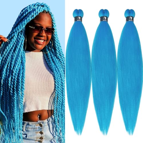 UPruyo Light Blue Braiding Hair Pre Stretched...