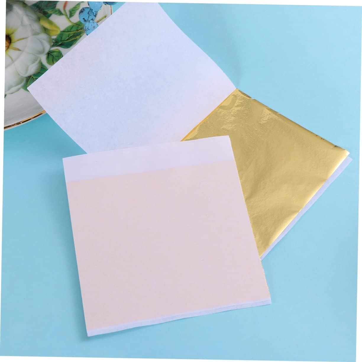 Angoily 100sheets Foil for Crafts Imitation Leaf Gold Foil Paper Artistic Decor