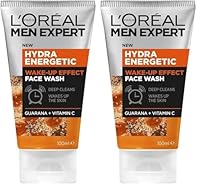 L'Oreal Paris Men Expert Exfoliating Scrub, Cleanses Skin, Wake-Up Effect Wash, Men Expert Hydra Energetic, (Pack of 2)