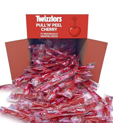 Pullin Peel Cherry Licorice Candy – 72-Count Bulk Family Pack, Individually Wrapped, Soft Chewy Red Candy, 2 Pound Bag