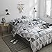 VClife Cotton Duvet Cover Twin Size, Twin Gray Blue White Triangle Bedding Sets Modern Style Geometric Duvet Cover, Zipper Closure & Corner Ties, Breathable, Lightweight