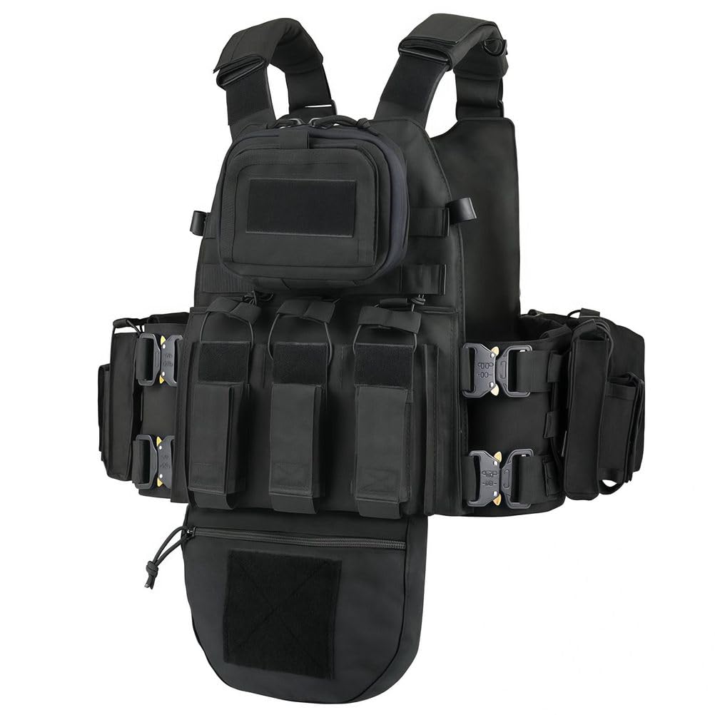 Taktische Weste Mit Schnellverschluss Und Vollem Schutz, Outdoor-Camping-Trainingsweste Mit Molle-Technologie, Mit Verstellbaren TräGern Und Mehreren Taschen