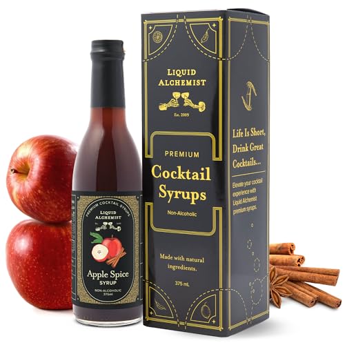 Liquid Alchemist Apple Spice Syrup for Cocktails - Real Ingredients Make our Apple Syrup for Drinks Perfect for a Fall Themed Old Fashioned Mix (12.7 oz)