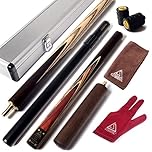 CUESOUL 57" 3/4 Jointed Snooker Billiard Pool Cue Handcrafted 18oz with Telescopic Aluminium Extension & 6" Walnut Extension, Ash Shaft & Walnut Butt, in Aluminium Cue Case, 9.5mm Tip Snooker Cue Set