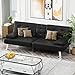 Homall Futon Sofa Bed, Leather Futon Couch with Removable Armrests, Adjustable Recliner Sleeper Sofa Bed with Dual Cup Holders for Living Room, Apartment, Office (Black)