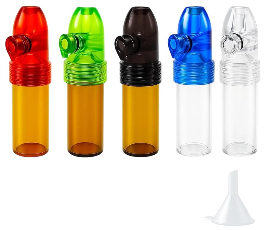 Kdkoeo 5 kits de rastreo, herramienta de polvo de especias con mini embudo, snorter de bala de rapé, para almacenamiento de alimentos en el hogar y la cocina y viajes al aire libre.
