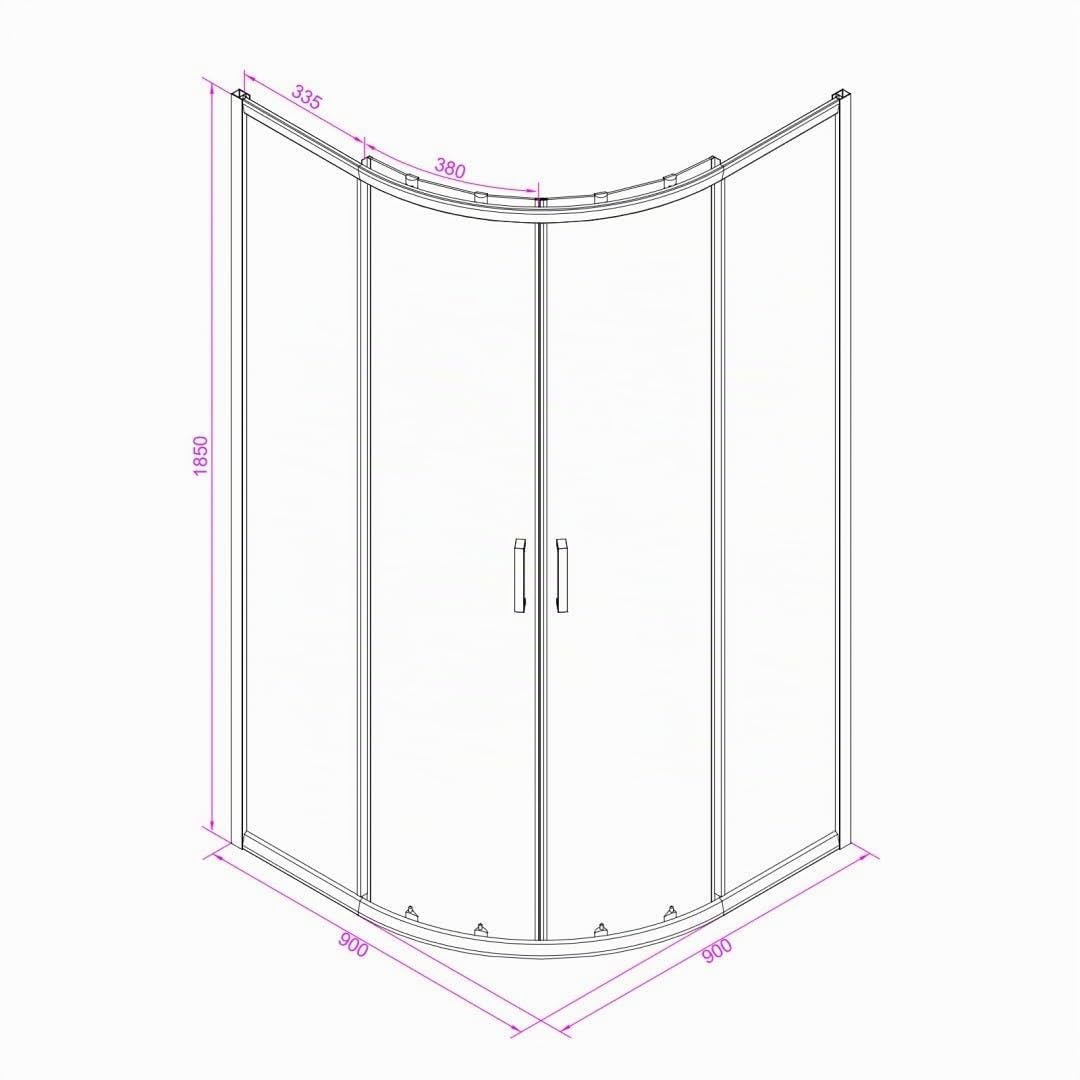 Kiamami Valentina - Mampara de ducha curva 90x90 cm 4 mm cristal blanco serigrafiado | Venere