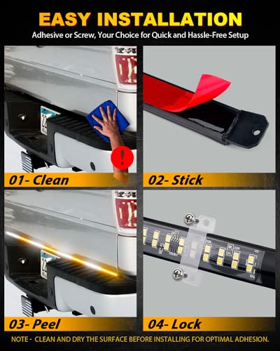 LUMENIX 49" Inch Strobe Light Strips, Back Window | Tailgate White Amber Warning Emergency Flashing Safety Double Row LED Strip Flexible Lights Bar w/Controller for Tow Work Trucks Vehicles SUV - 1PC - Thumbnail 6