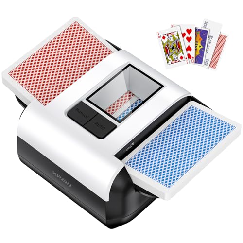 KPAW Automatic Card Shuffler for 1-2 Decks with Dual Modes, USB-C Rechargeable, Low Noise Compatible Card Shuffler Machine for Home Card Game, Travel