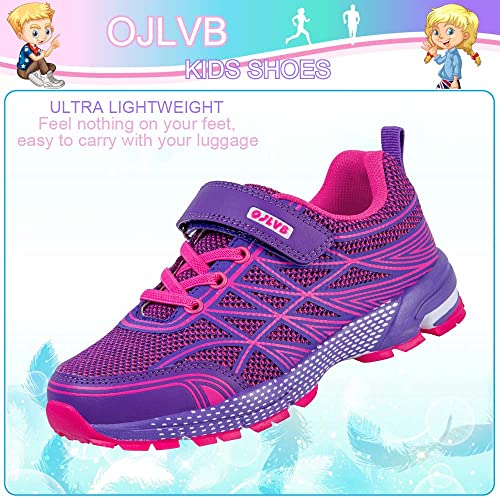 Ojlvb Girls Sneakers, Kids Tennis Running Shoes, Athletic Walking Gym Trail Shoe Purple 3 thumb #6
