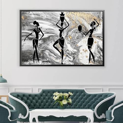 Peinture sur toile abstraite femme africaine, affiche vibrante d'émotions