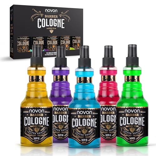 Bild von novon Professional Barber Cologne No.1,2,3,4 & 5-355 ml - After Shave Spray für Männer - Rasur Duftwasser aromatisch-intensiv - Barber Eau de Cologne