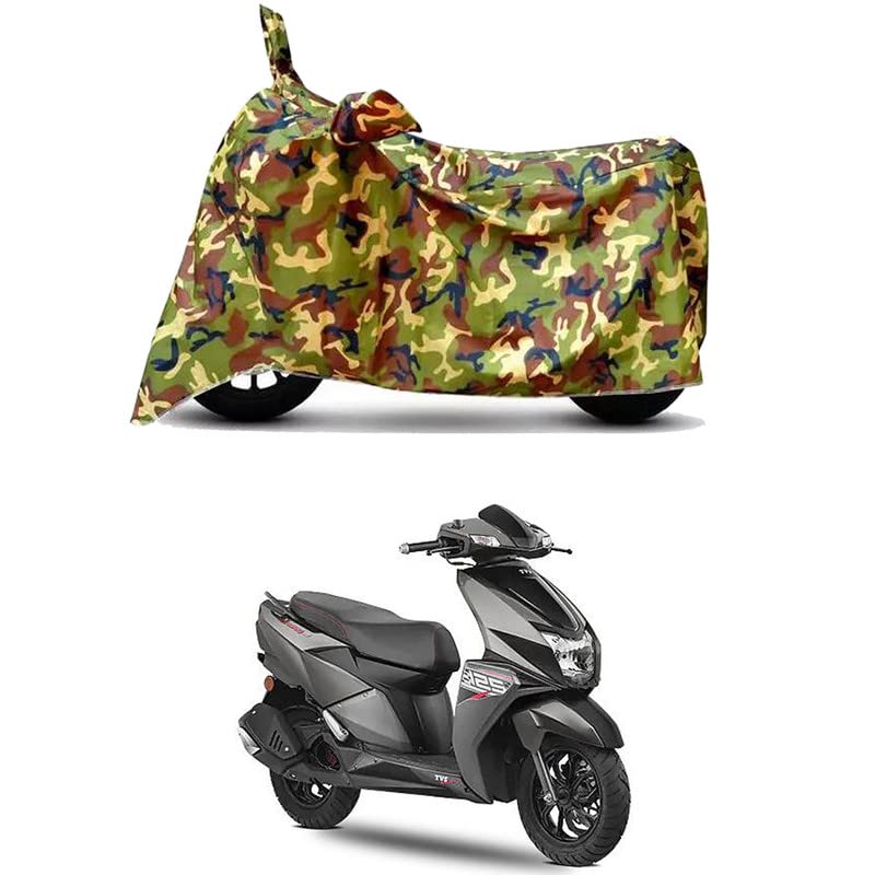 Image of Waterproof 100% PVC Coated Bike Scooty Two Wheeler Body Cover Compatible for TVS NTORQ 125 Disc /UV-Rays /Heat Protection /Birds Dropping /Scratchproof /Dust Proof /All Varient[6X6 Jungle Print]