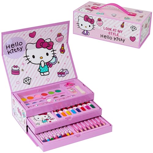Hello Kitty Set de Arte para Niños, Suministros de Pintura, Dibujo y Coloreado (Rosa)