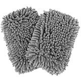 Microfiber Cleaning Cloths for Cars - 2 Pack Chenille Microfiber Wash Pads Gray Car Wash Pad for Gentle Cleaning of Cars Motorcycles Boats,Soft and Highly Absorbent,Easy to Clean and Reusable