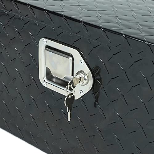 Prffwk HT1080 Truck Bed Tool Box Trailer Storage Tool Box Black Aluminum Heavy Duty Pick Up Truck Bed Rv Toolbox Diamond Plate thumb #3
