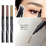 Ownest Liquid Tattoo Eyebrow Pen With Four Tips Brow Pen, Long-lasting Waterproof Brow Gel for Eyes Makeup-BLACK/BROWN
