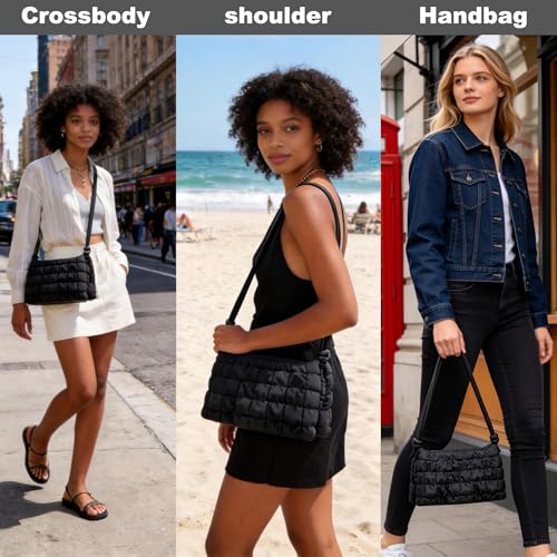 Image of NAARIAN Shoulder Bag for Women, Small Puffer Crescent Hobo Bag, Trendy Waterproof Clutch with Magnetic Closure | Trendy