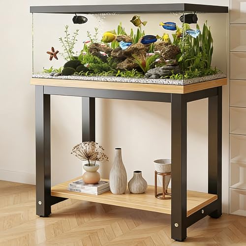 Estante para Peceras, Mueble Acuario Abierto, Estructura Metálica de Acero, Ahorra Espacio, Fácil Montaje, Soportes para Terrarios de Reptiles para Salón Oficina(100x40x70cm,2 tier)