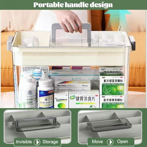 BAONUO Medikamenten aufbewahrung, Medizinbox, Medikamentenbox groß, Multifunktionale Medikamentenbox & Erste-Hilfe-Koffer für sichere Aufbewahrung, für arzneimittel für zu Hause, im Freien