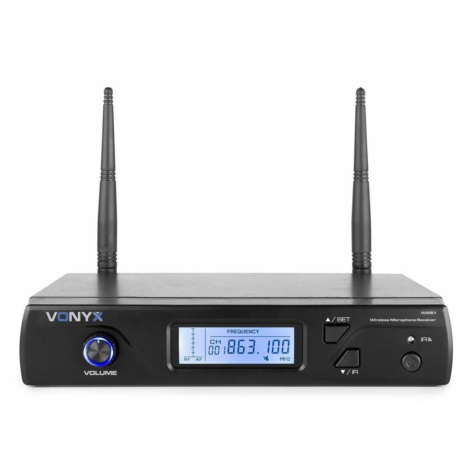 Vonyx WM61 - Microphone sans Fil UHF, 16 Canaux, Micro sans Fil, Idéal pour Karaoké, Conférences et Présentations