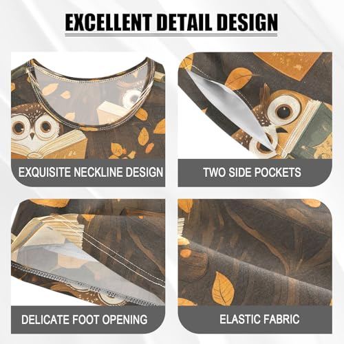 senya Owl Reading on Branches Summer Pajamas Set Short Cotton Sleepwear 2 Piece4