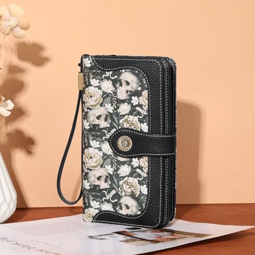 Image of FALAN MULE Wallets for Women Trifold Wristlet Wallets Large Capacity RFID Blocking Ladies Purse Credit Card Holder