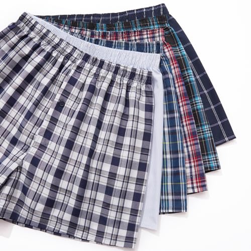 JupiterSecret Mens Woven Boxers Underwear Cotton Boxers for Men, Mens Boxers Shorts Multipack with Button Fly S-6XL - Image 2