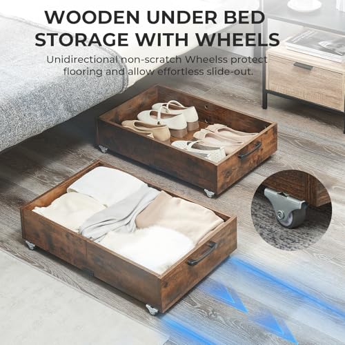 2-Pack-Under-Bed-Storage-Drawers-Organizer-with-Wheels-Brown-58L-total-capacity-80-lb-per-Drawer-Fits-6-in-Bed-Clearance-Rolling-Drawers-for-Shoes-Clothes-Linens-Toys