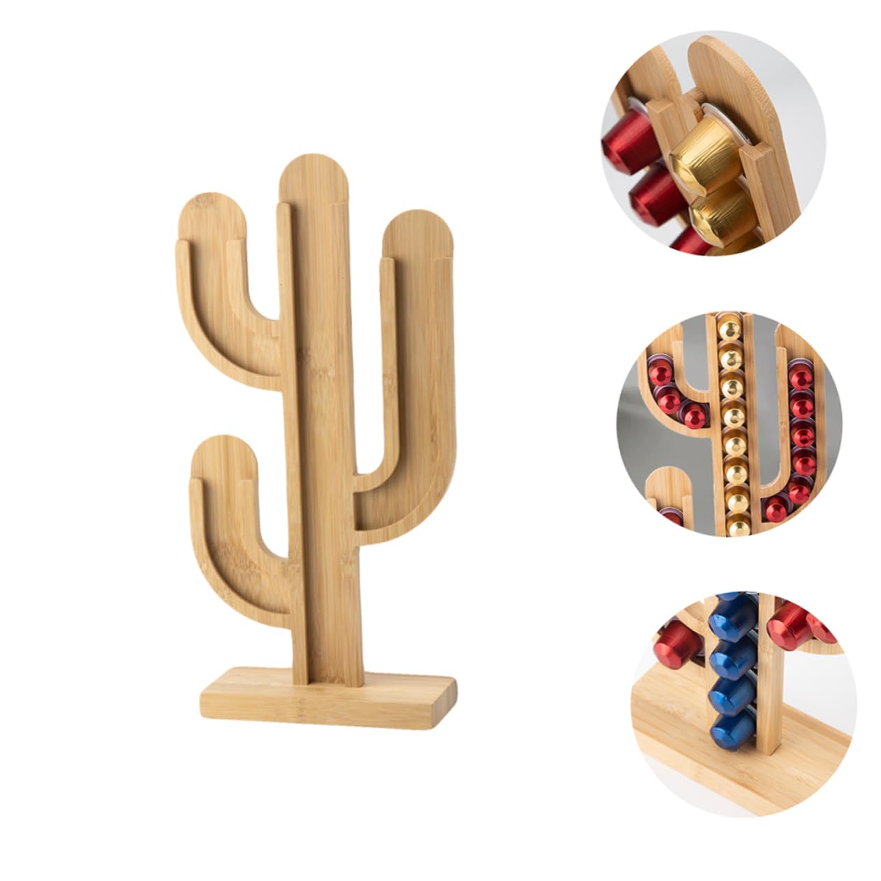 FUNOMOCYA Cactus Shape Coffee Pod Holder Creative Desktop Stand Organizer for Kitchen Bar Space Saving Design Holds Coffee Capsules Keeps Counter Tidy