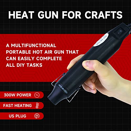 Mini Heat Gun, 300W Portable Heat Gun For Crafts, Fast Heating Handheld Hot Air Gun For Diy, Electronics Repairing, Wrapping, Soldering, Paint Removing And Watercolor Drying(Red) #TOP1