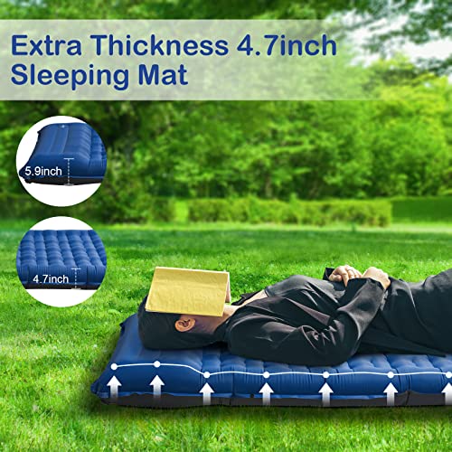 Sleeping-Pad-for-Camping-47-Inch-Extra-Thickness-Compact-Inflatable-Sleeping-Mat-with-Built-in-Pump-Super-Comfort-Camping-Sleeping-Mat-with-Pillow-for-Backpacking-Car-Traveling-HikingBlue