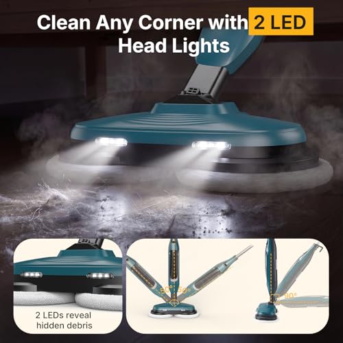 Image of NEWBULIG Steam Mop, All-in-One Steam Mops for Floor Cleaning with Rapid Re-heat, Self-Standing Floor Steamer, 4 Rotating Scrub Pads, 2 LED Headlights, for Hardwood Floors & Tile