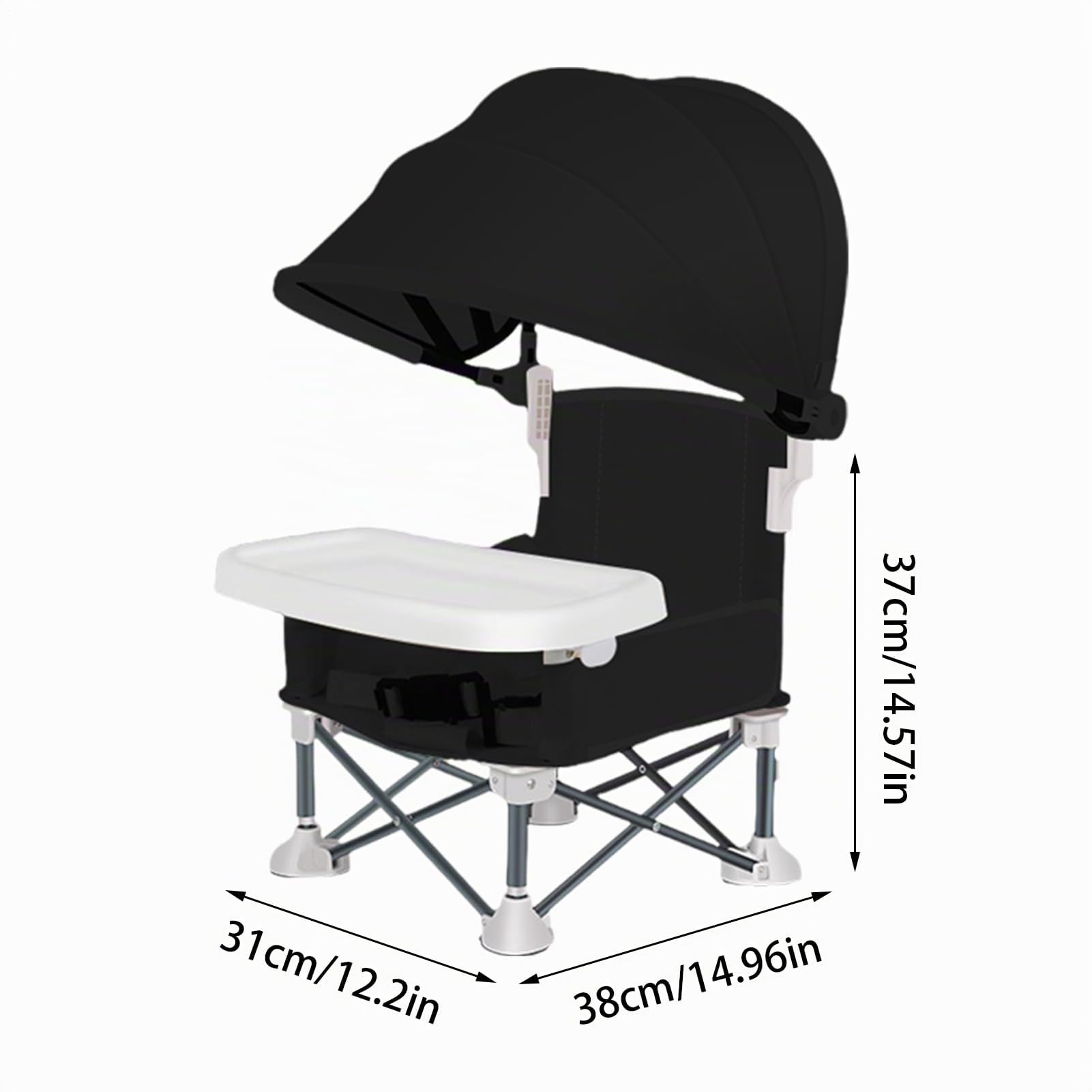 Chaise Haute Pliante Pour Bébé,Siège de Voyage avec Plateau pour Jeune Enfant - Chaise Repliable pour Bébé avec Store pour Extérieur Maison Pelouse Plage Camping Voyage