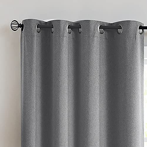 Fmfunctex Charcoal Grey Full Blackout Curtains for Bedroom 54 Drop Eyelet Curtains for Living Room Darkening Thermal Insulated Window Curtain Drapes for Dining Room 2 Panels - Image 4